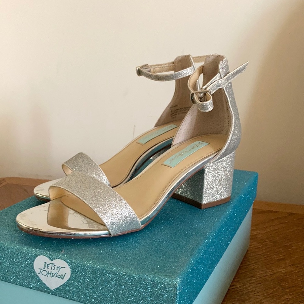 Betsey Johnson Glittery Silver Heels